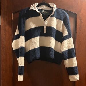 American Eagle Outfitters Navy and Cream Striped Sweater